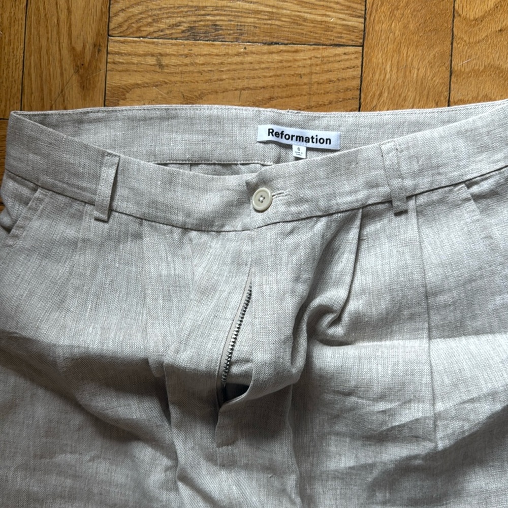 Linen reformation tan pants